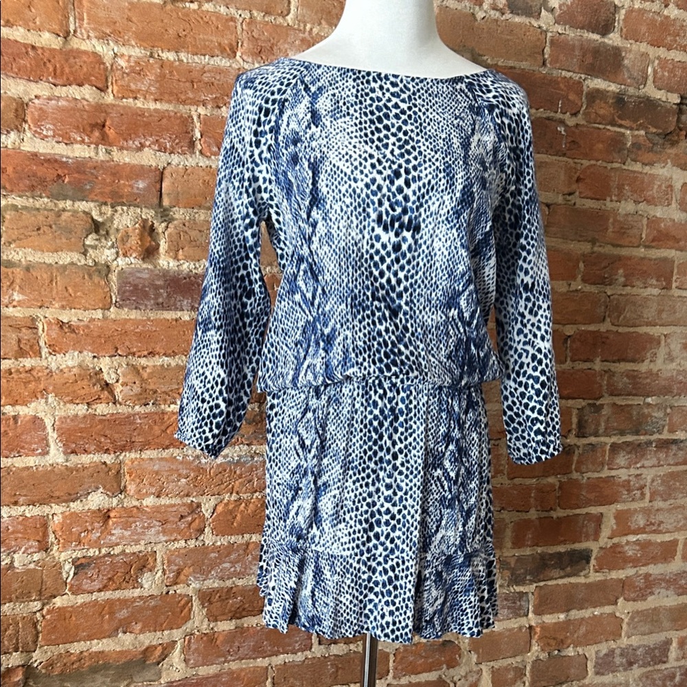 Soft Joie Blue and White Patterned Blouse